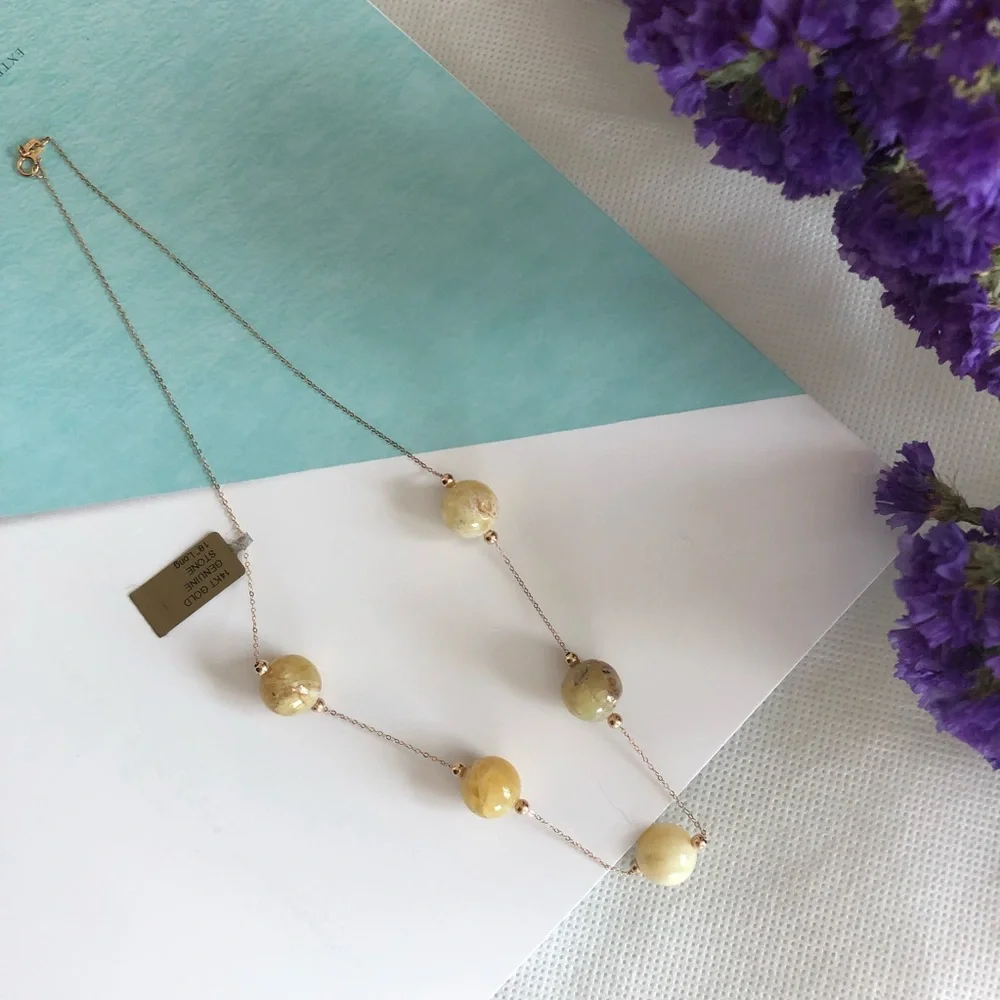 Necklace—14KT Gold Genuine Stone